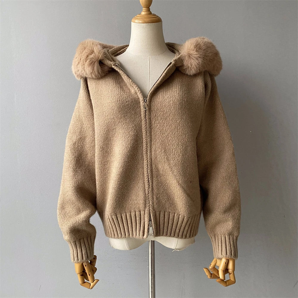 Fur’Ells zip up Fur Knitwear Hoodie