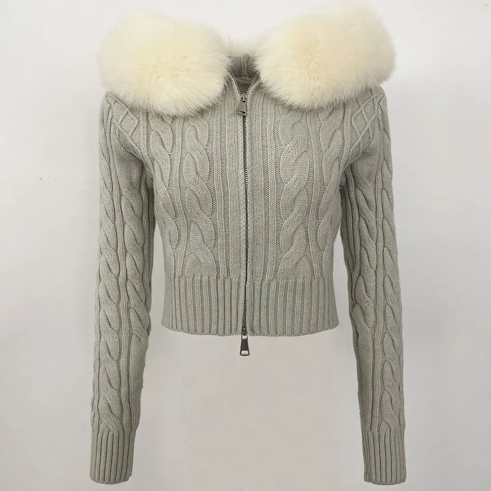 Fur’Ells collar Knitwear Cardigan