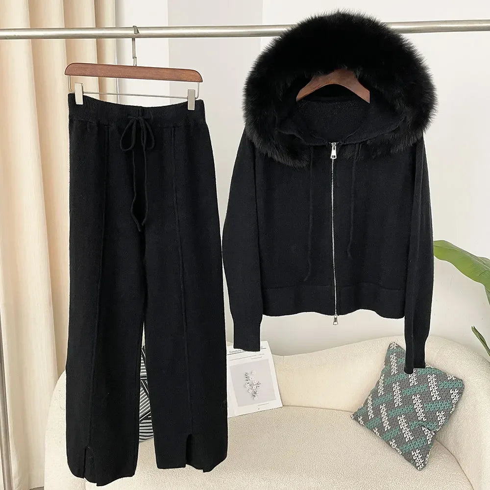 Fur’Ells Fur Collar loungewear Co Ord Set