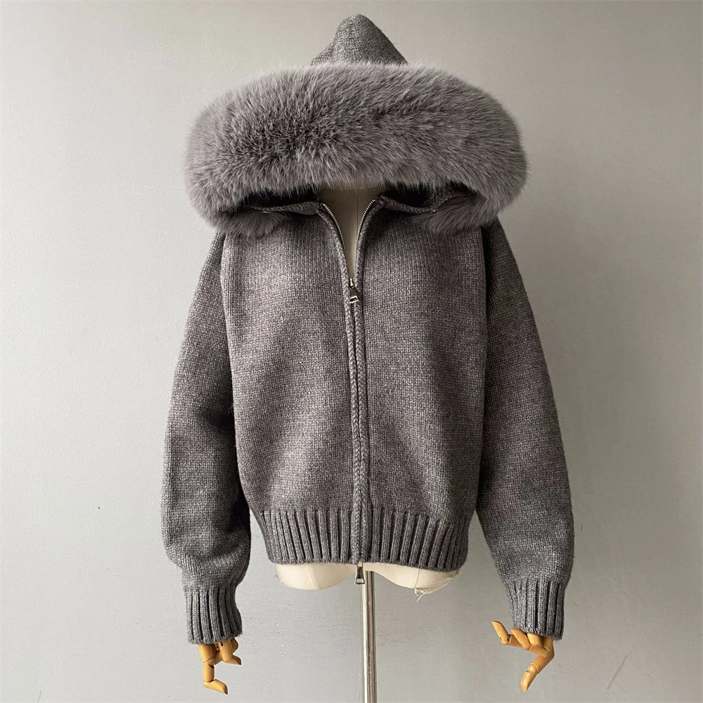 Fur’Ells zip up Fur Knitwear Hoodie