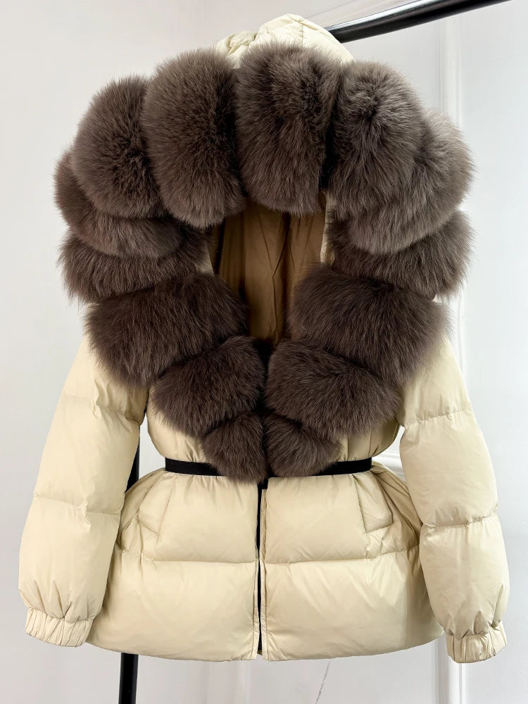 Fur’Ells Real Fox Fur Collar Duck Down Puffer Jacket - Regular length