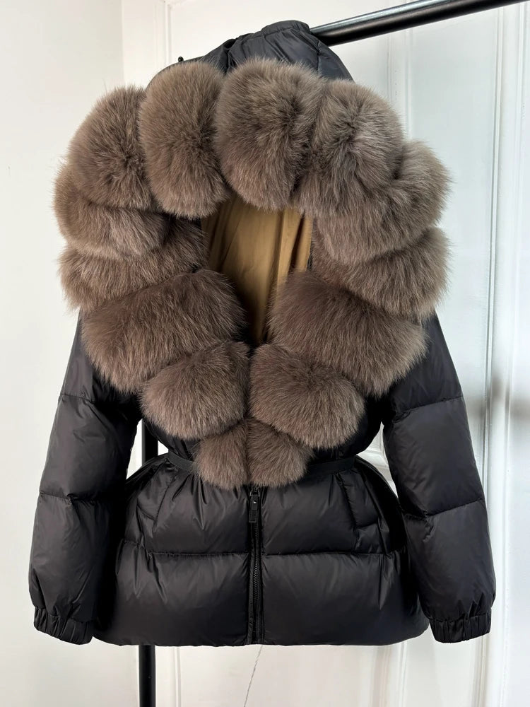 Fur’Ells Real Fox Fur Collar Duck Down Puffer Jacket - Regular length