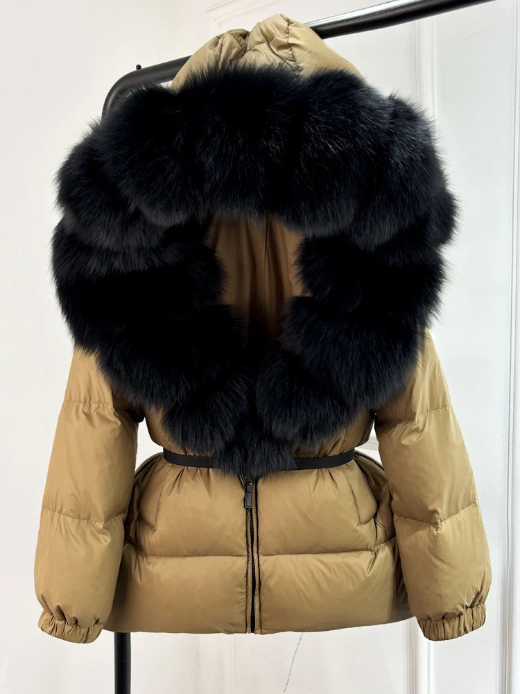 Fur’Ells Real Fox Fur Collar Duck Down Puffer Jacket - Regular length