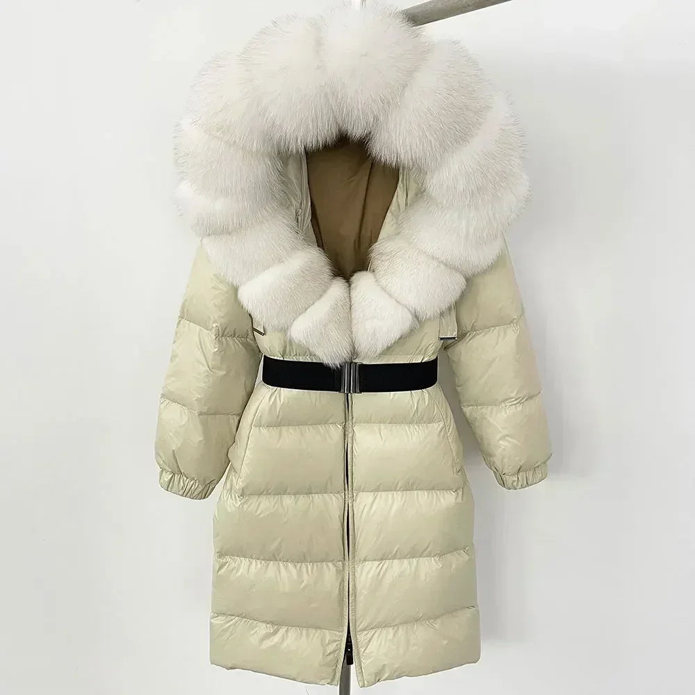 Fur’Ells Real Fox Fur Collar Duck Down Puffer Jacket - Long Length