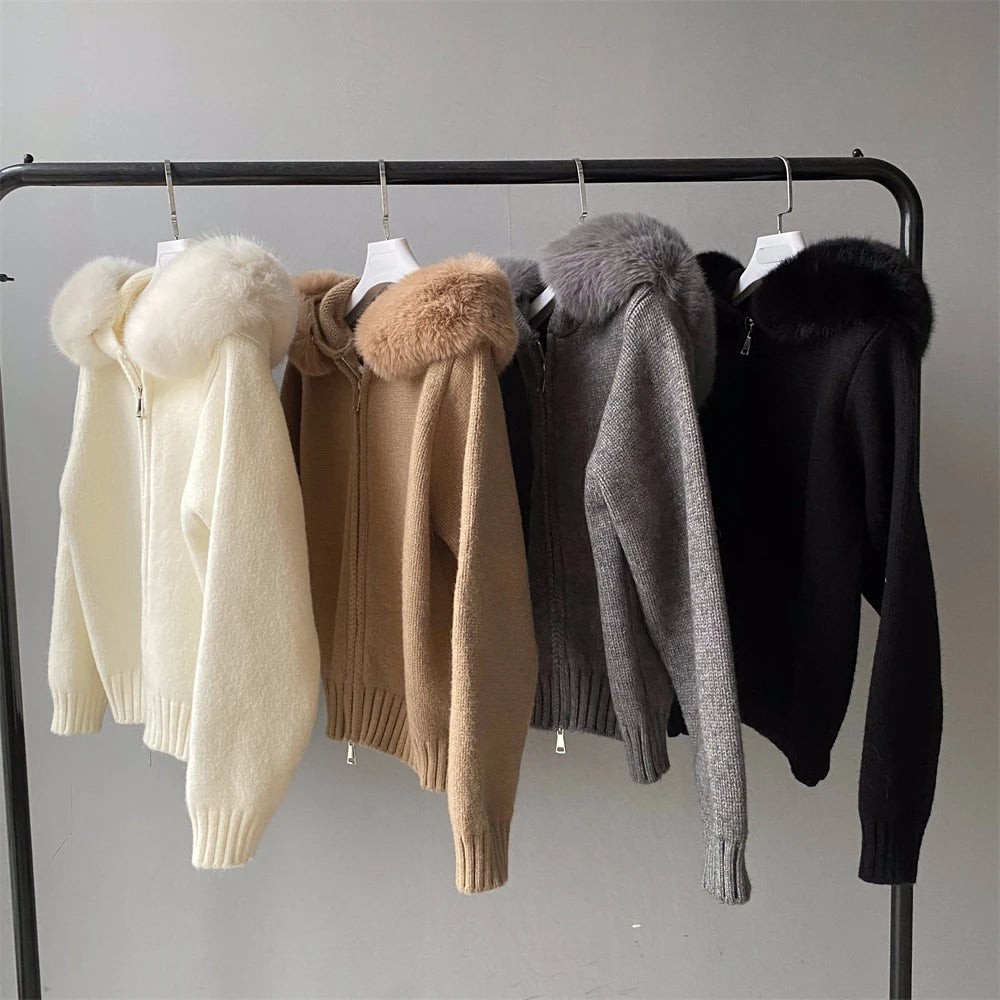 Fur’Ells zip up Fur Knitwear Hoodie