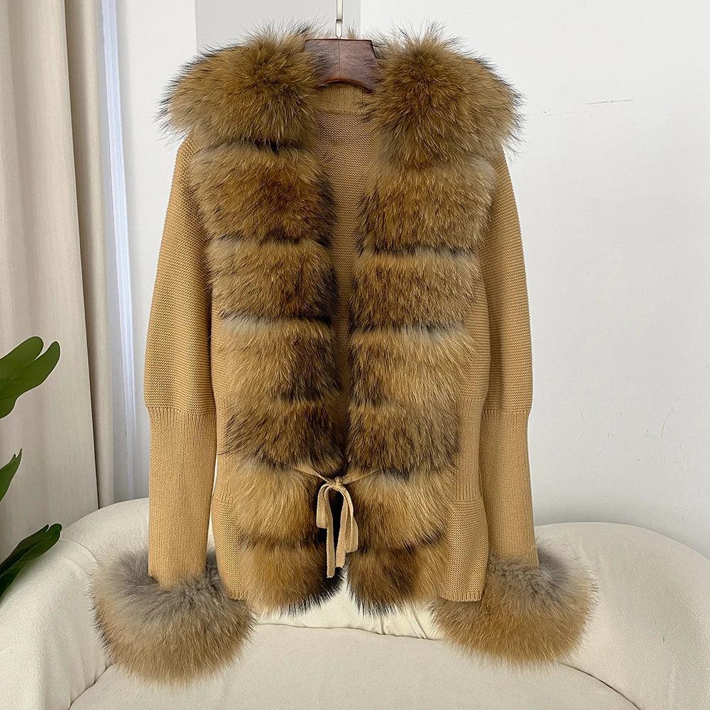 Fur'Ells Fox Fur down knitted cardigan