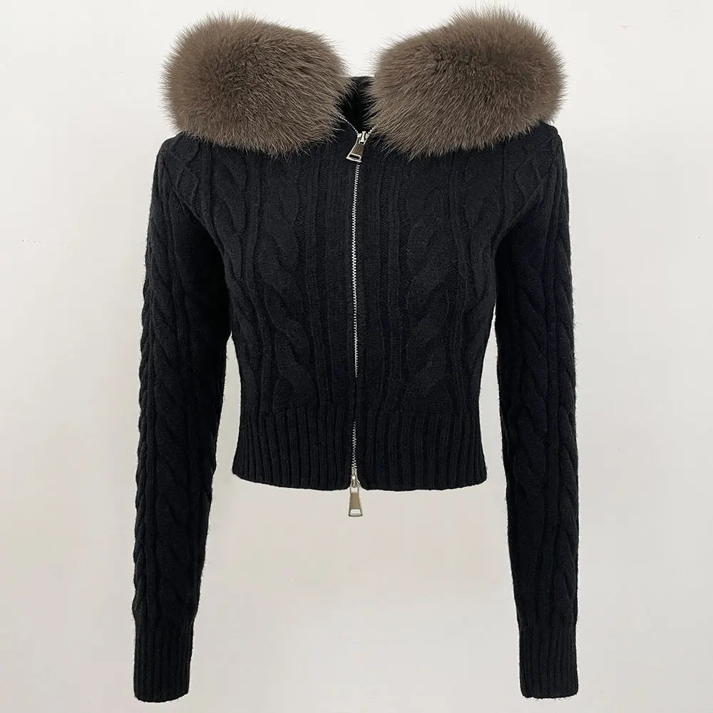 Fur’Ells collar Knitwear Cardigan