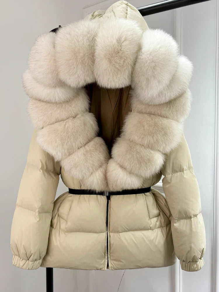 Fur’Ells Real Fox Fur Collar Duck Down Puffer Jacket - Regular length
