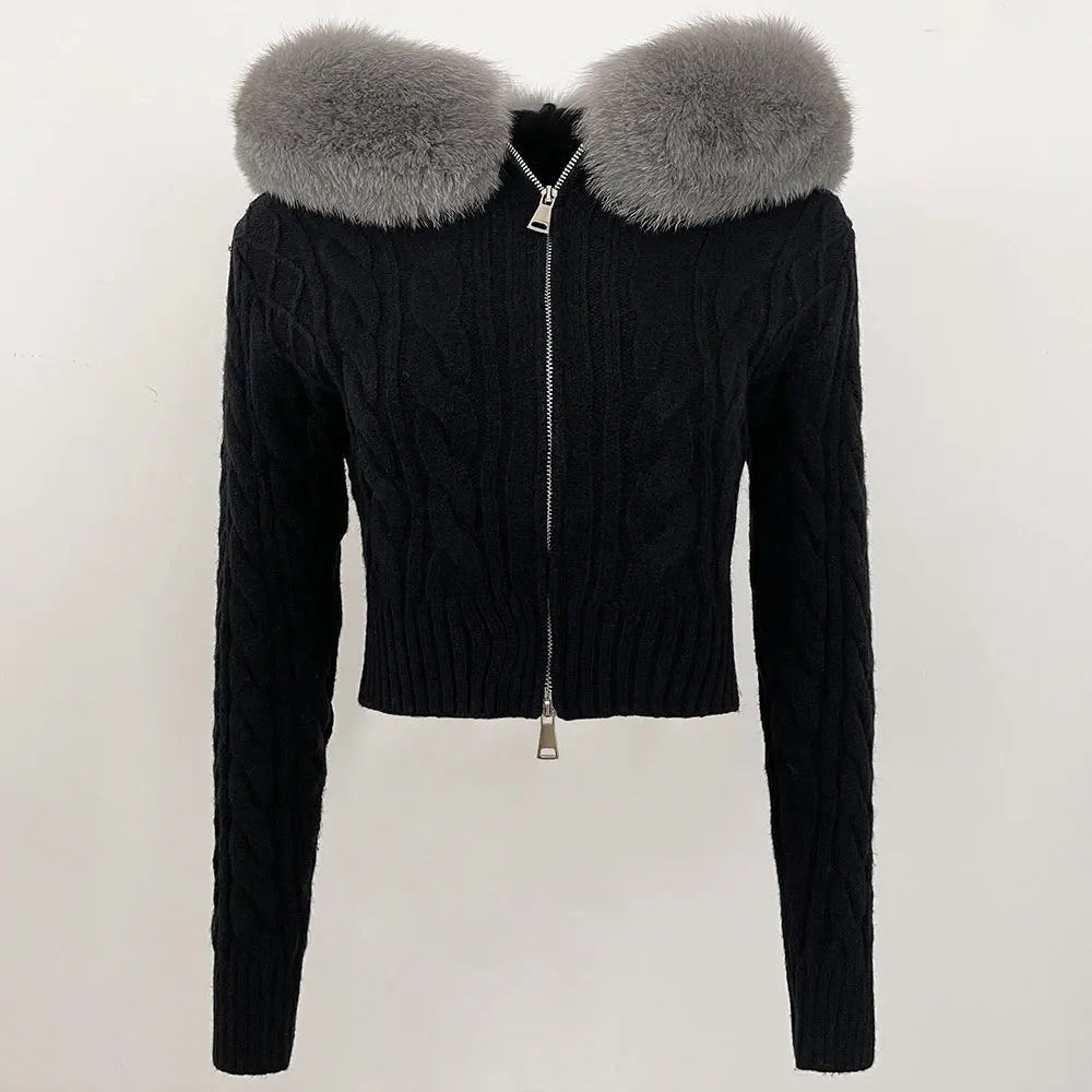 Fur’Ells collar Knitwear Cardigan