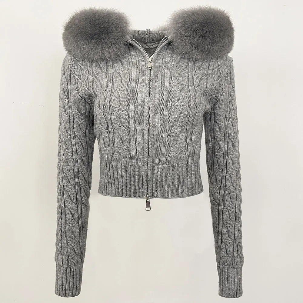 Fur’Ells collar Knitwear Cardigan