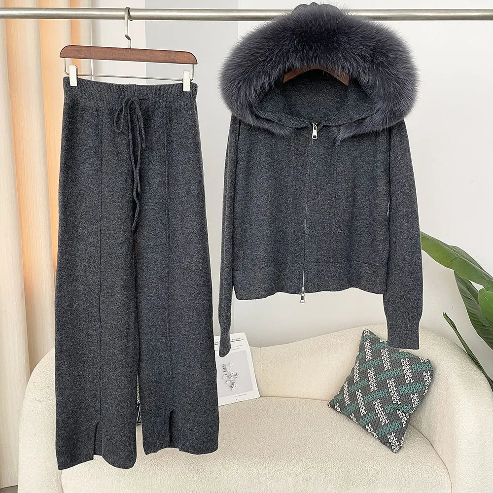 Fur’Ells Fur Collar loungewear Co Ord Set