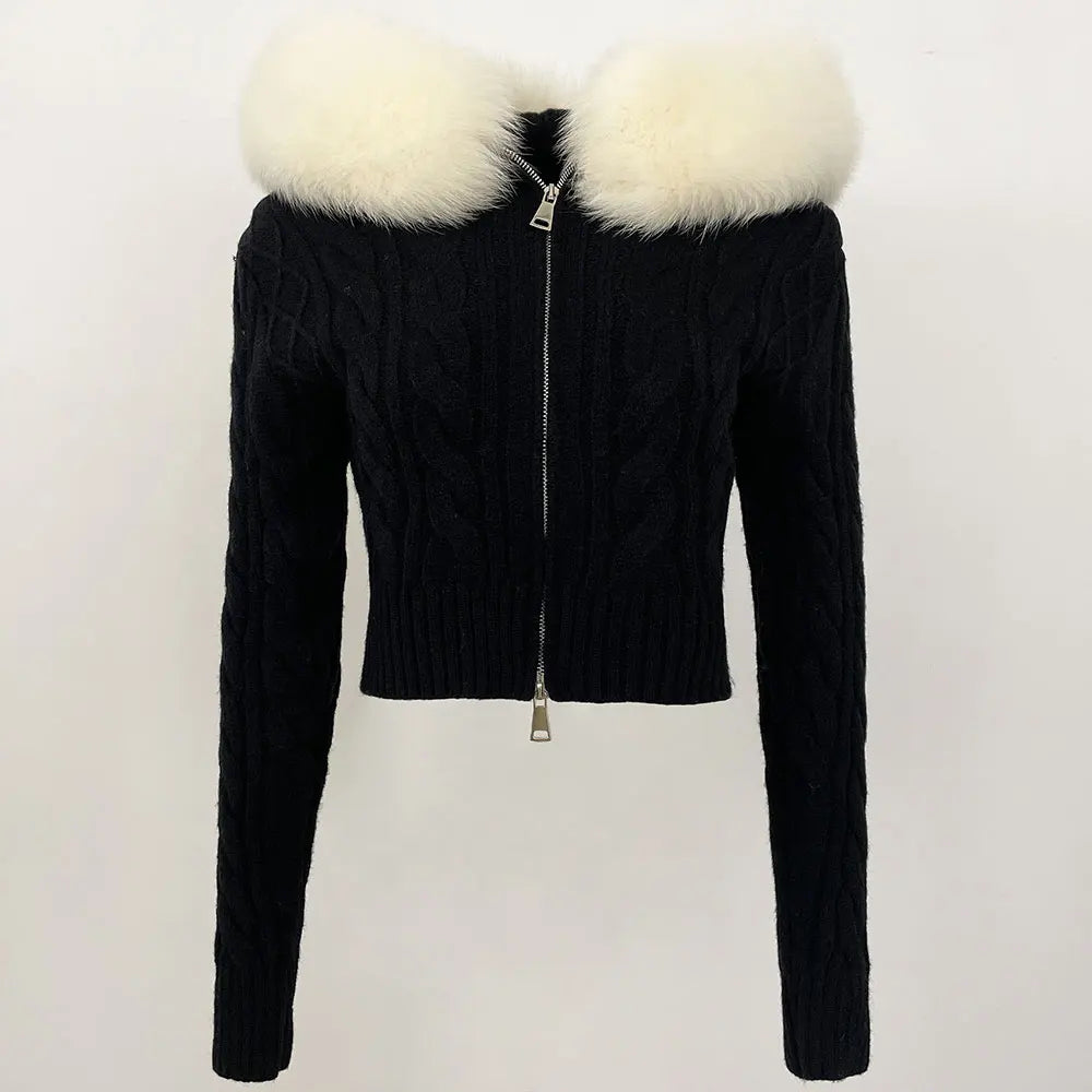 Fur’Ells collar Knitwear Cardigan