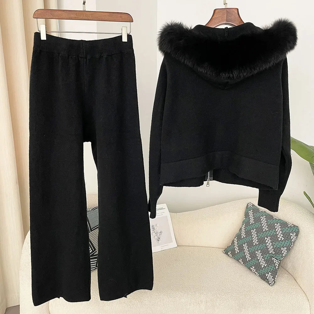 Fur’Ells Fur Collar loungewear Co Ord Set