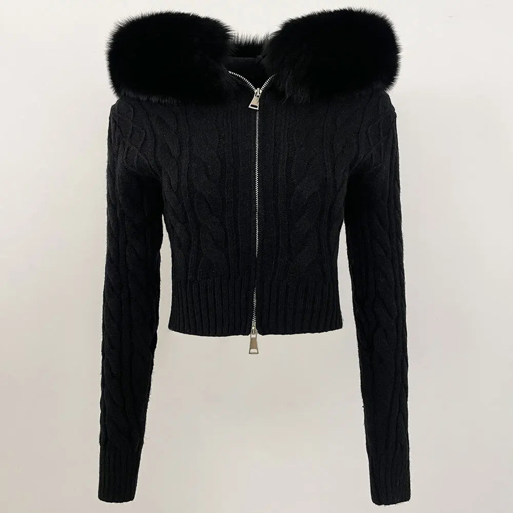 Fur’Ells collar Knitwear Cardigan