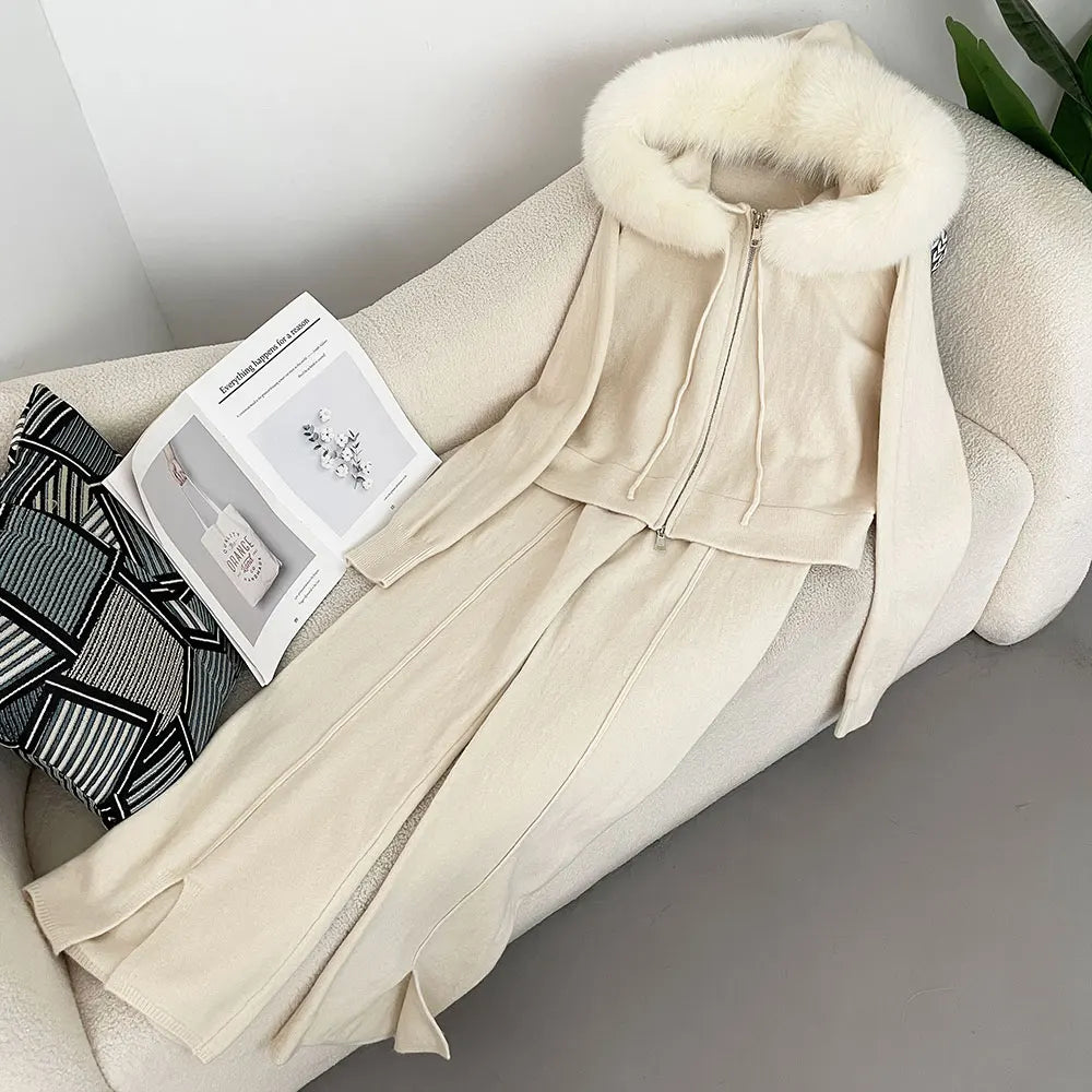 Fur’Ells Fur Collar loungewear Co Ord Set