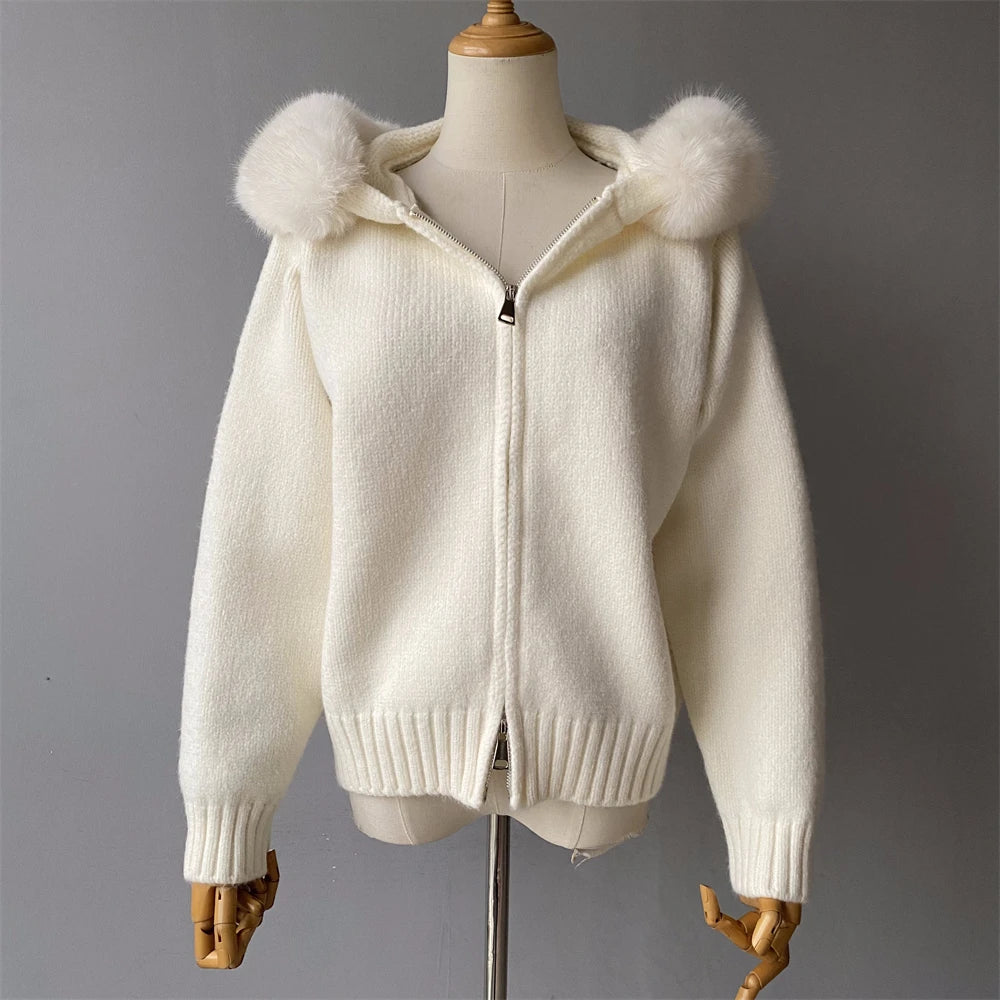 Fur’Ells zip up Fur Knitwear Hoodie