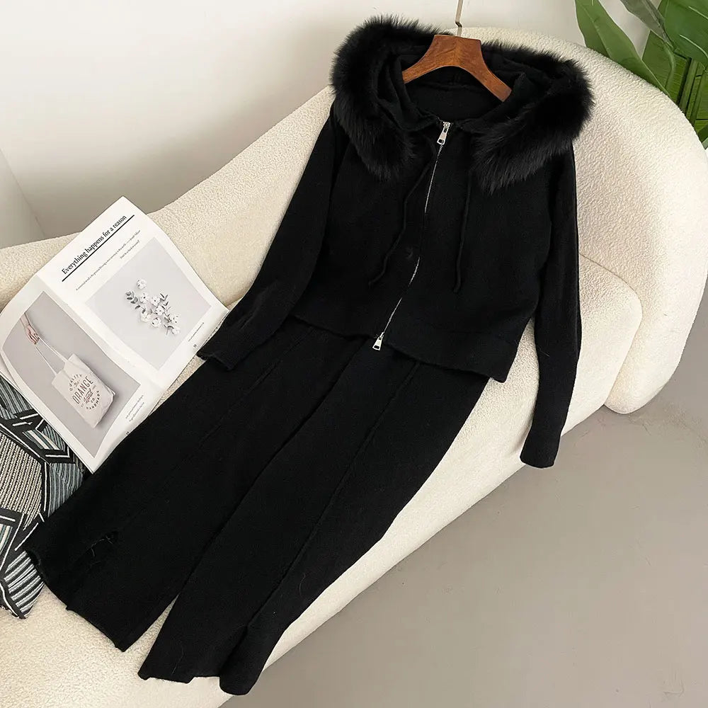 Fur’Ells Fur Collar loungewear Co Ord Set
