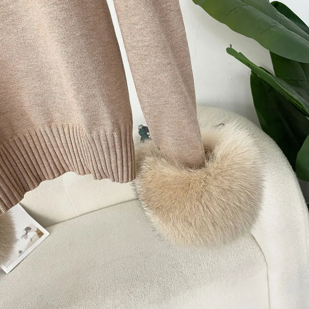 Fur'Ells Roll neck Fur detailed Co Ord Set