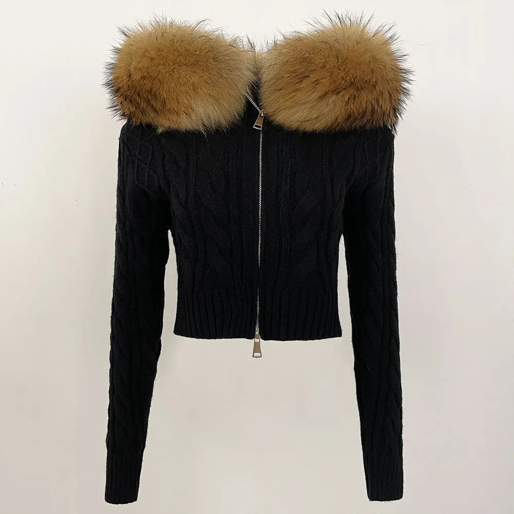 Fur’Ells collar Knitwear Cardigan