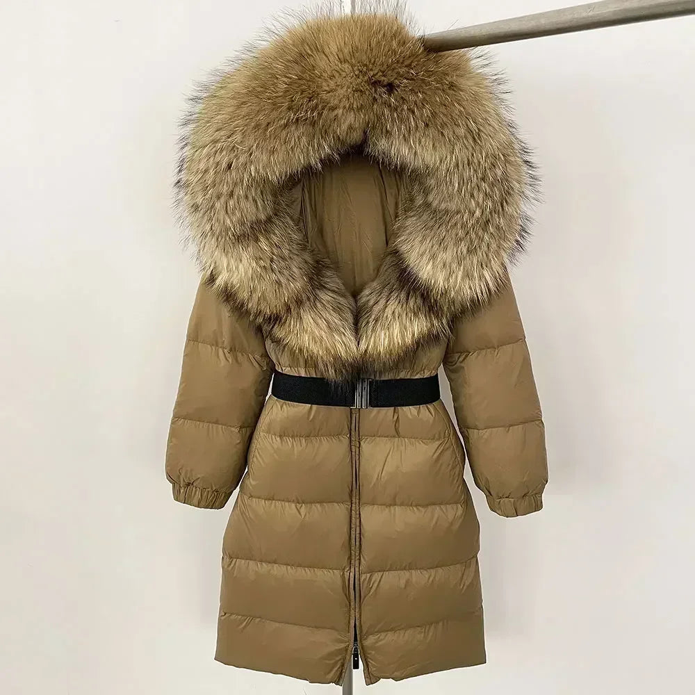 Fur’Ells Real Fox Fur Collar Duck Down Puffer Jacket - Long Length