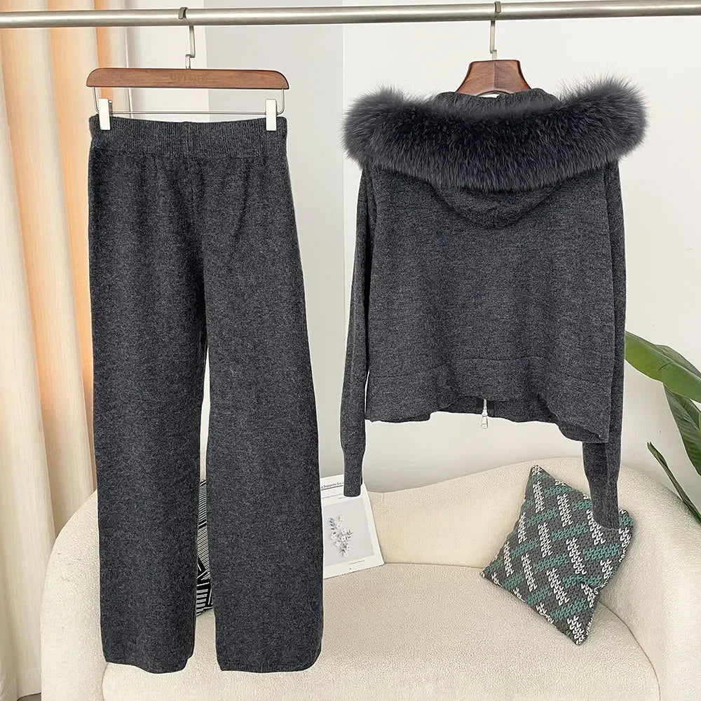 Fur’Ells Fur Collar loungewear Co Ord Set