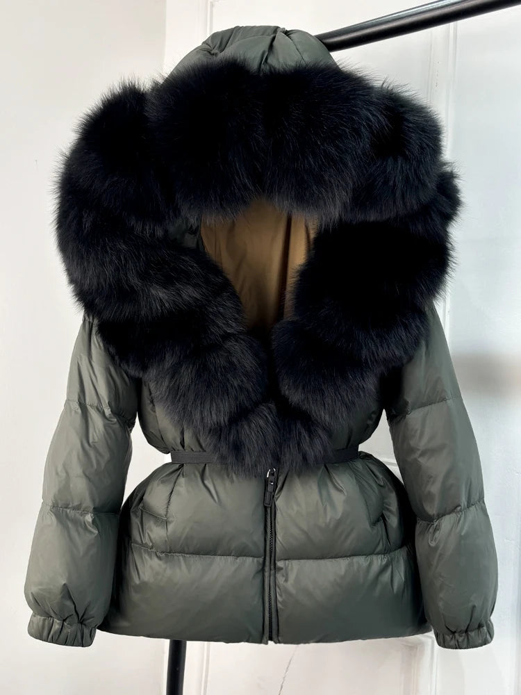 Fur’Ells Real Fox Fur Collar Duck Down Puffer Jacket - Regular length