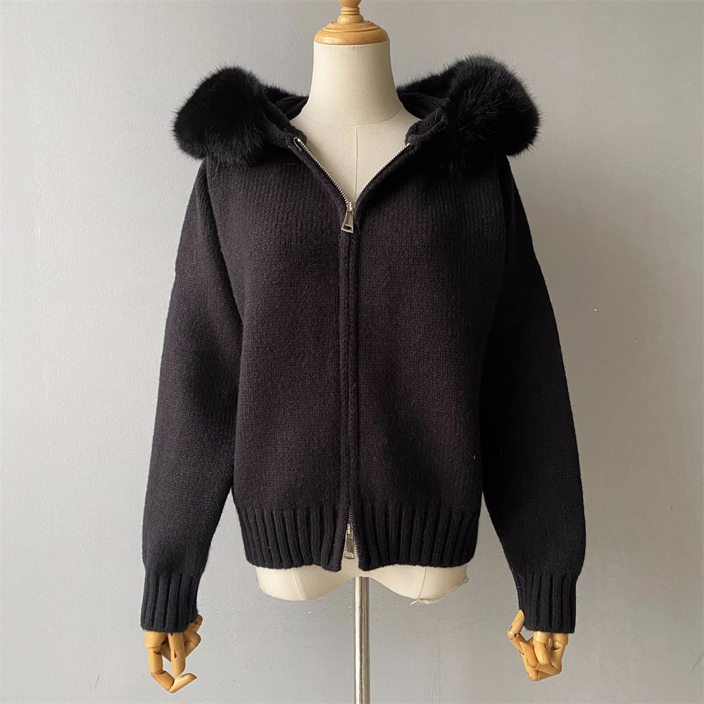 Fur’Ells zip up Fur Knitwear Hoodie