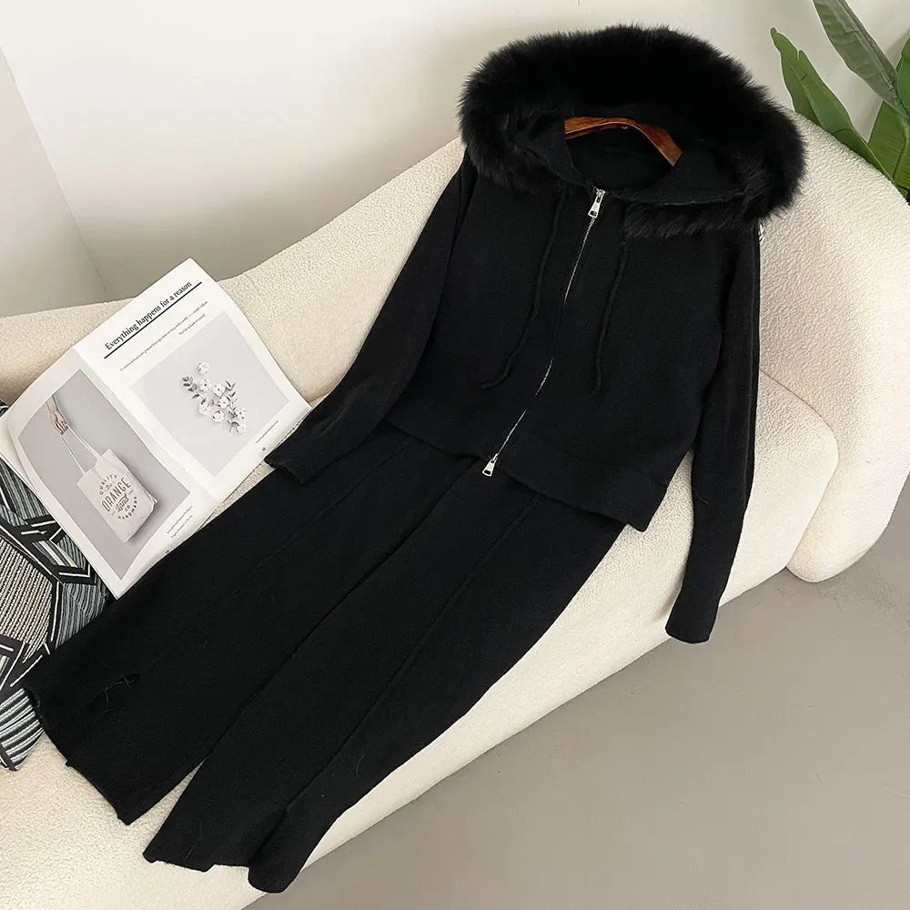 Fur’Ells Fur Collar loungewear Co Ord Set