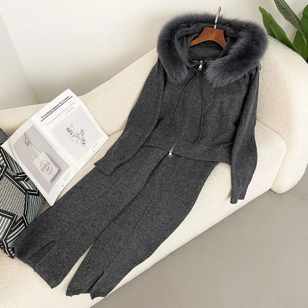Fur’Ells Fur Collar loungewear Co Ord Set