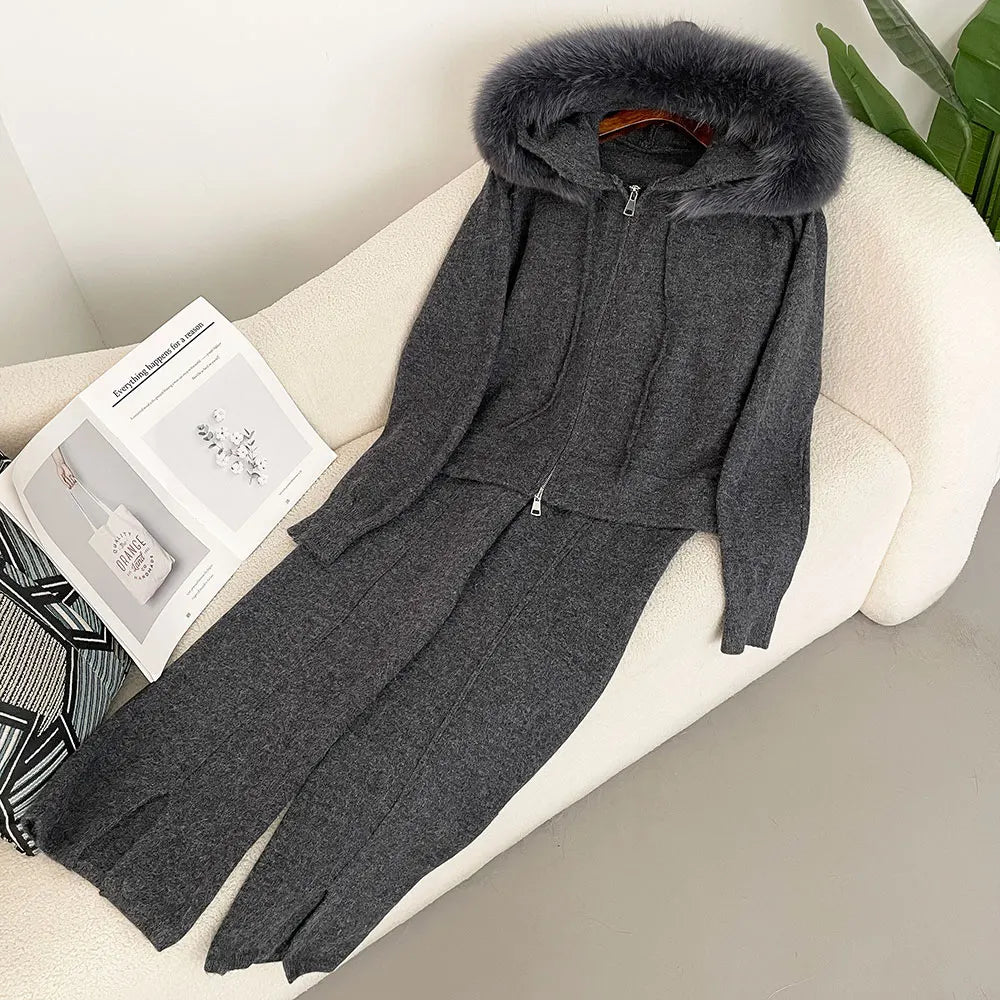 Fur’Ells Fur Collar loungewear Co Ord Set